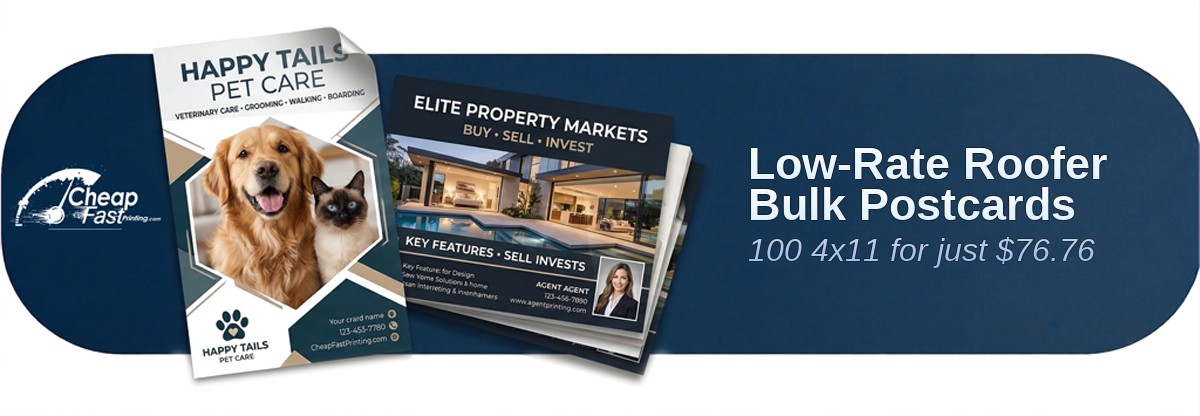 100 Low Rate 4x11 18pt Ultra Premium Pearl Roofer Bulk Postcards