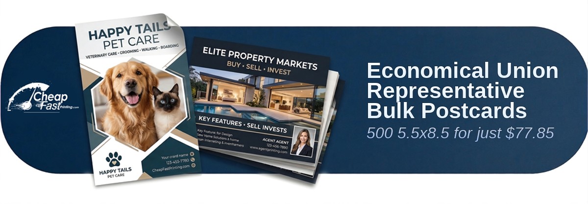 500 Economical 5.5x8.5 14pt Gloss Union Representative Bulk Postcards