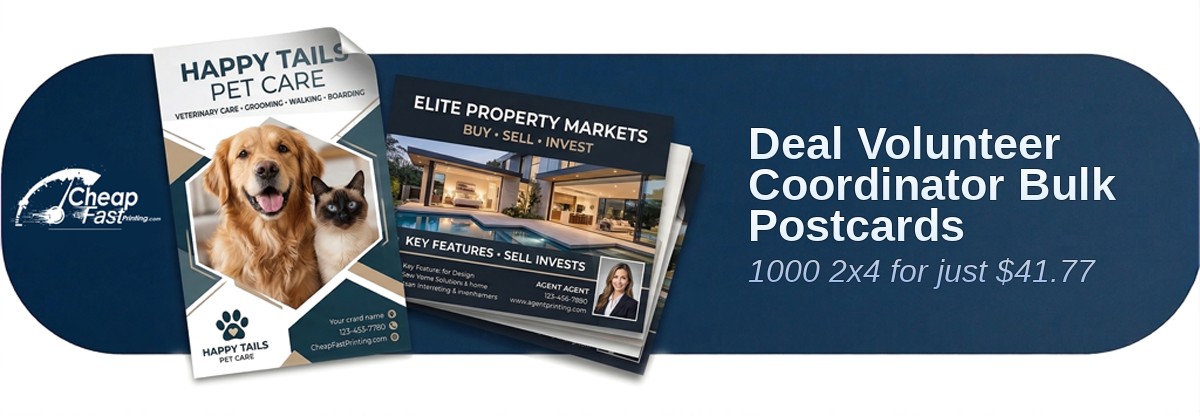 1000 Deal 2x4 14pt Uncoated Volunteer Coordinator Bulk Postcards