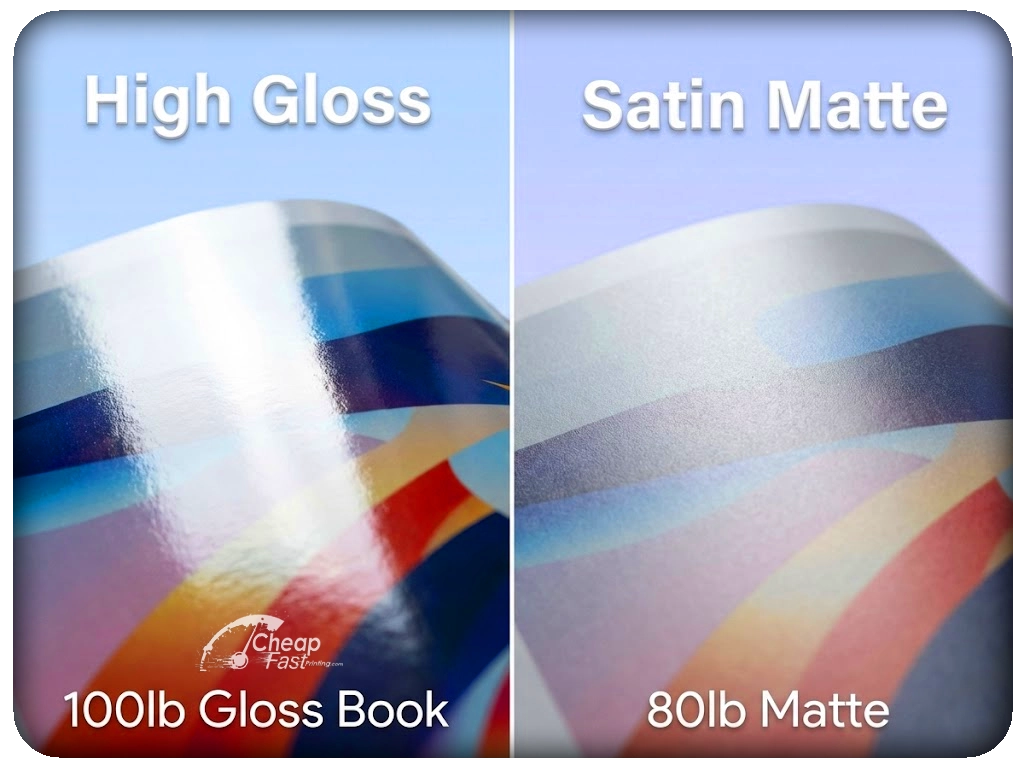 Macro comparison of 100lb gloss vs matte print paper texture