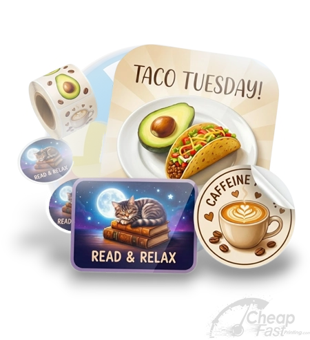 Custom stickers printing with die cut labels and vinyl decals