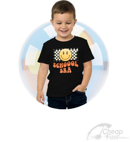 Kid Black Round Shape Neck Custom Color Printed Tshirt