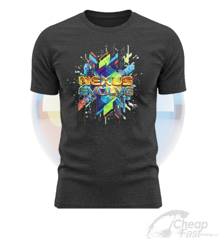 Man Charcoal Round Shape Neck Custom Color Printed Tshirt