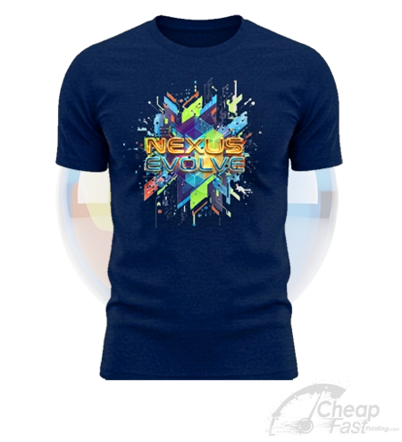 Man Deep Navy Blue Round Shape Neck Custom Color Printed Tshirt