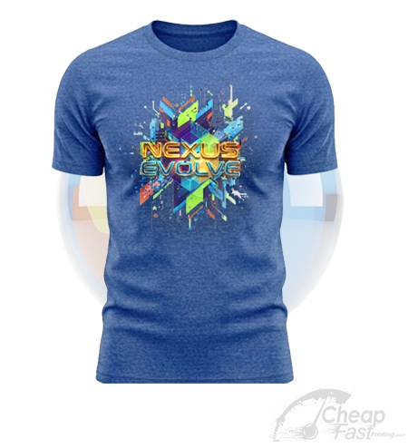 Man Light Blue Round Shape Neck Custom Color Printed Tshirt