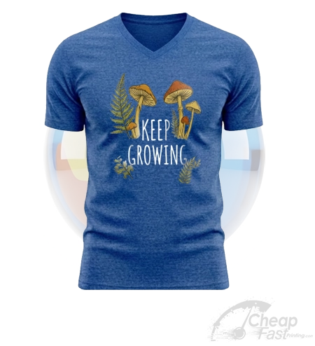 Man Light Blue V Shape Neck Custom Color Printed Tshirt