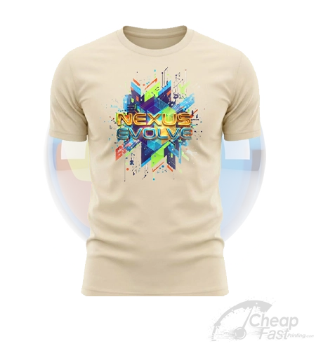 Man Natural Cream Round Shape Neck Custom Color Printed Tshirt