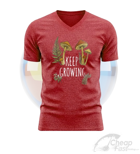 Man Red V Shape Neck Custom Color Printed Tshirt