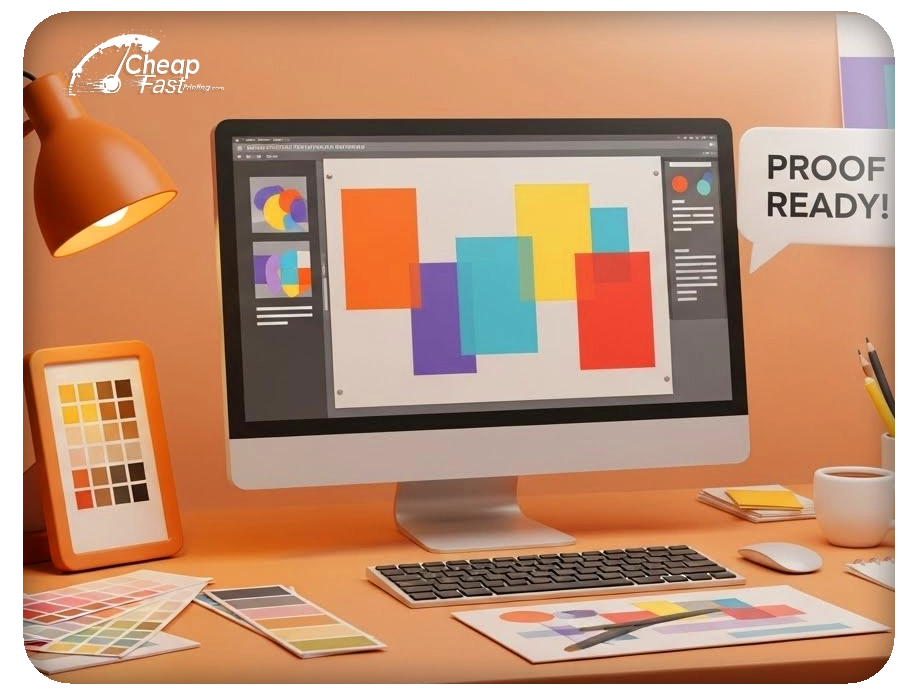 Professional graphic designer creating a custom proof for large-format signage