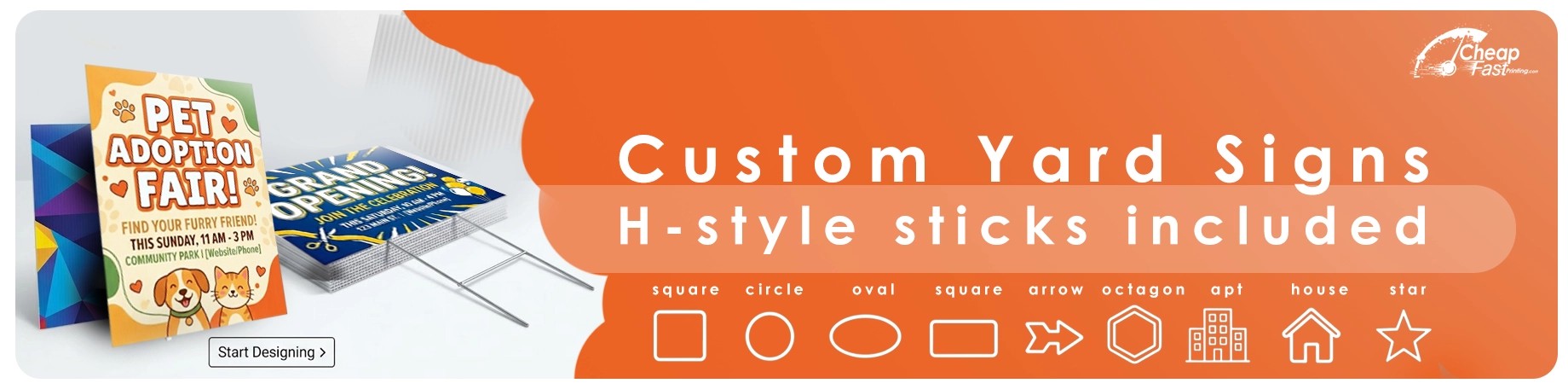 Banner Custom Circle Square Oval Arrow Octagon Appartment House Star Shapes