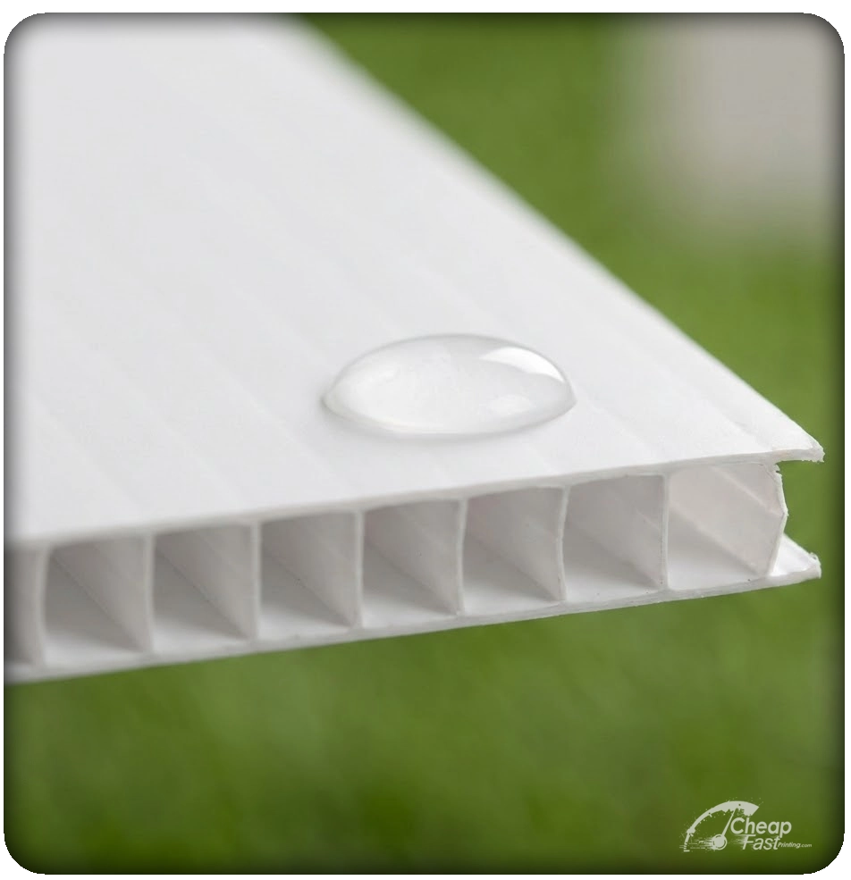 Budget yard sign printing: Close up of 4mm corrugated plastic flutes showing waterproof texture for coroplast signs