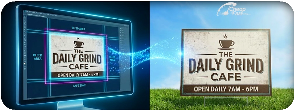 Design process: digital artwork to printed outdoor panel for custom marketing