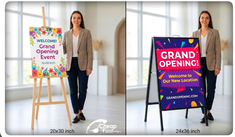 24x36 vs 20x30 sign size human scale comparison