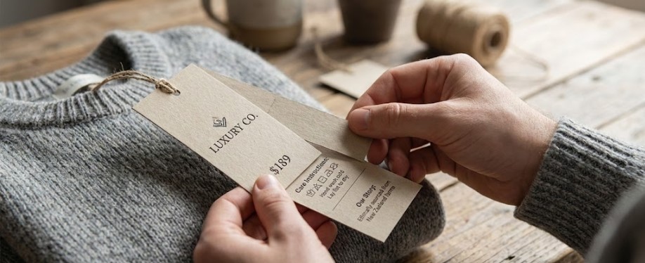 Folded Hang Tag Open Showing Care Instructions Inside Webp