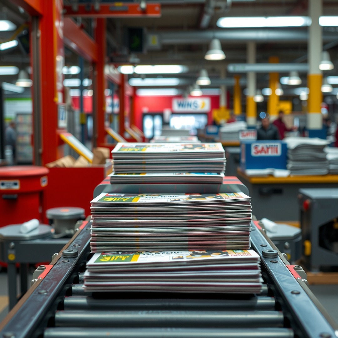 Bulk Flyer Printing Object Factory Conveyor Belt Square