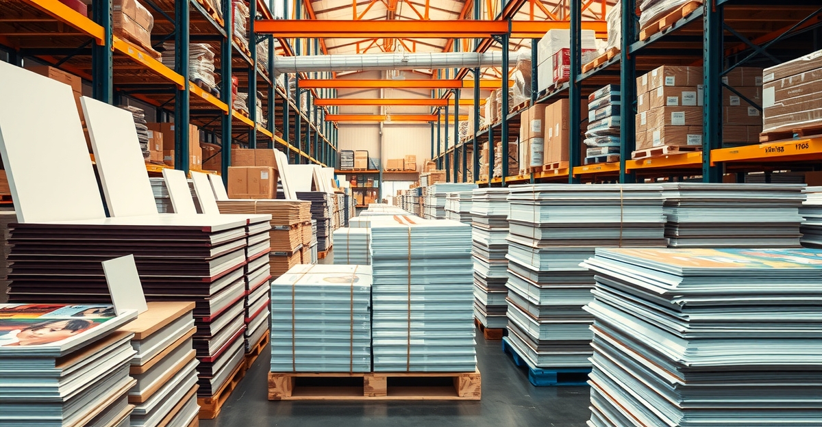 Bulk Flyer Printing Warehouse View Pallets Printed Horizontal