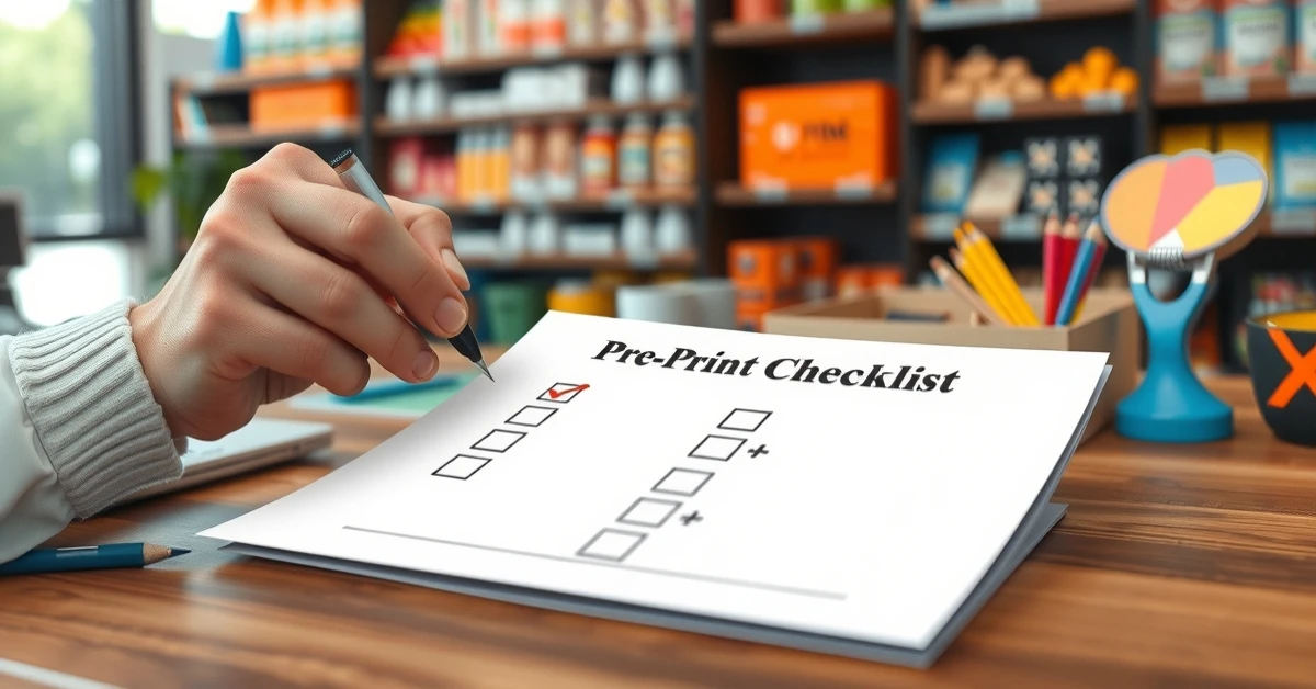 Flyer Printing Checklist Hand Checking Off Plain Horizontal