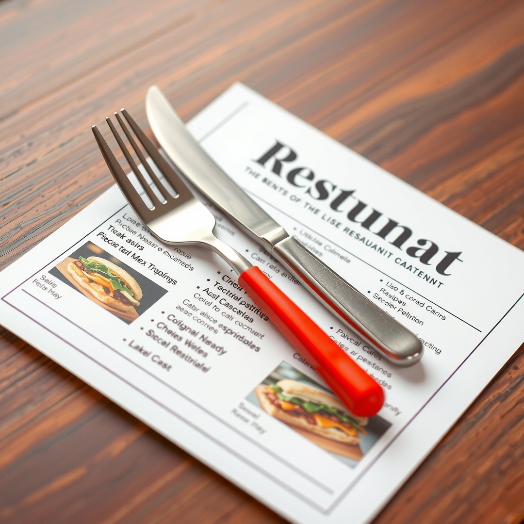Flyer Printing Restaurants Fork Knife Object Crossing Square