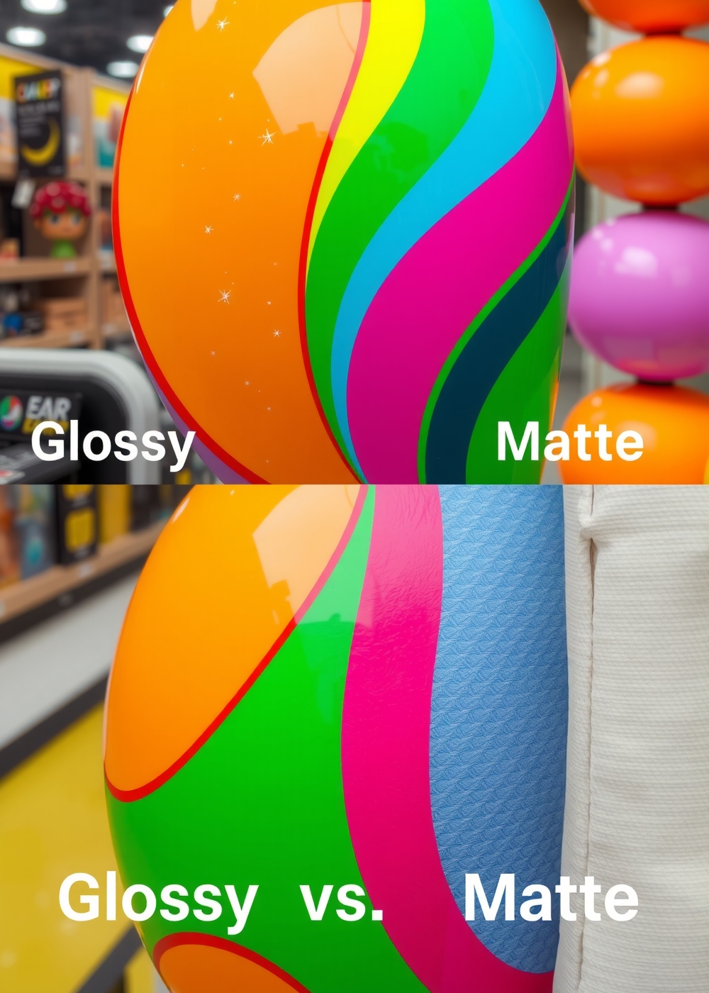 Glossy Matte Paper Split Display Abstract Shapes Vertical