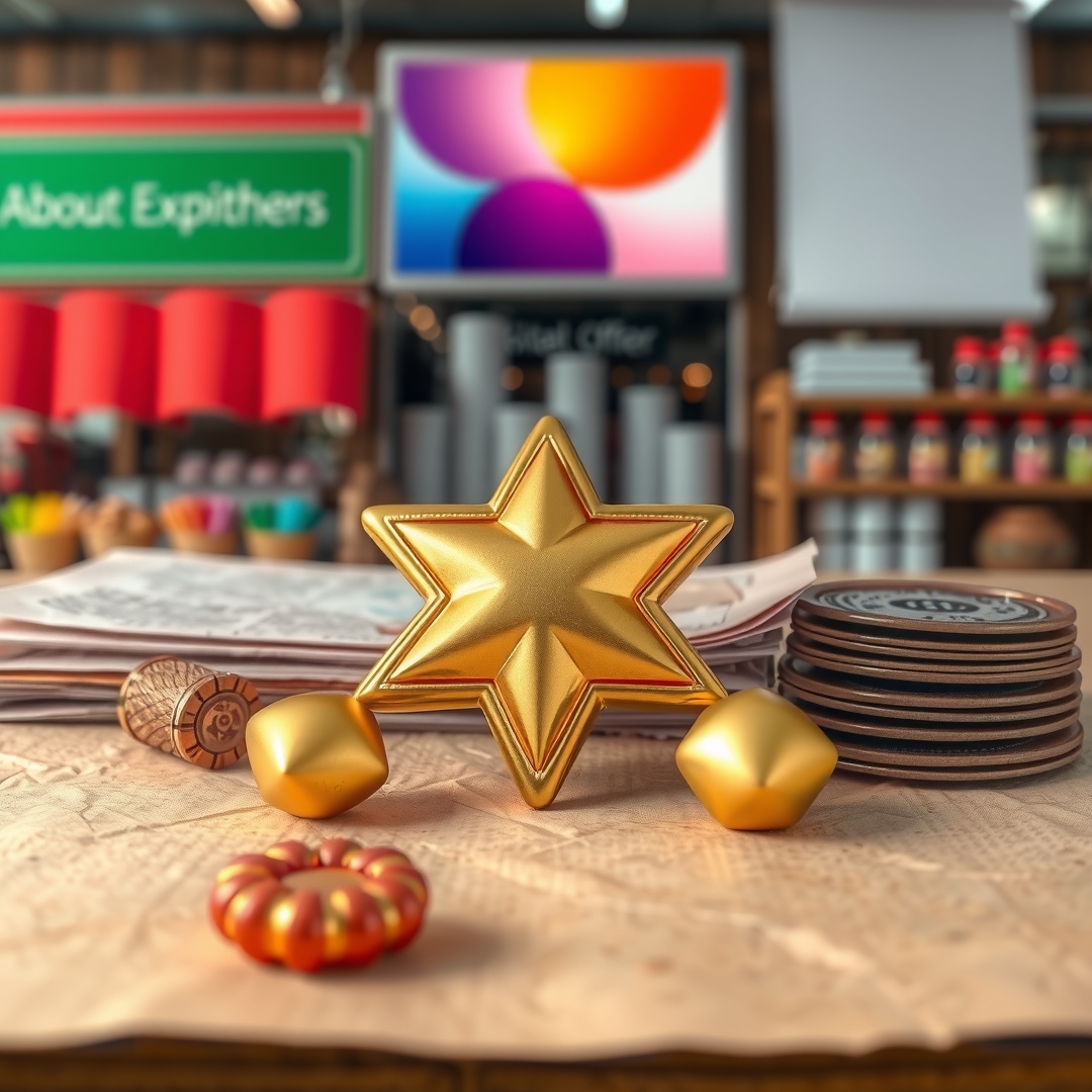 Paper Types Marketing Golden Star Badge Paper Square