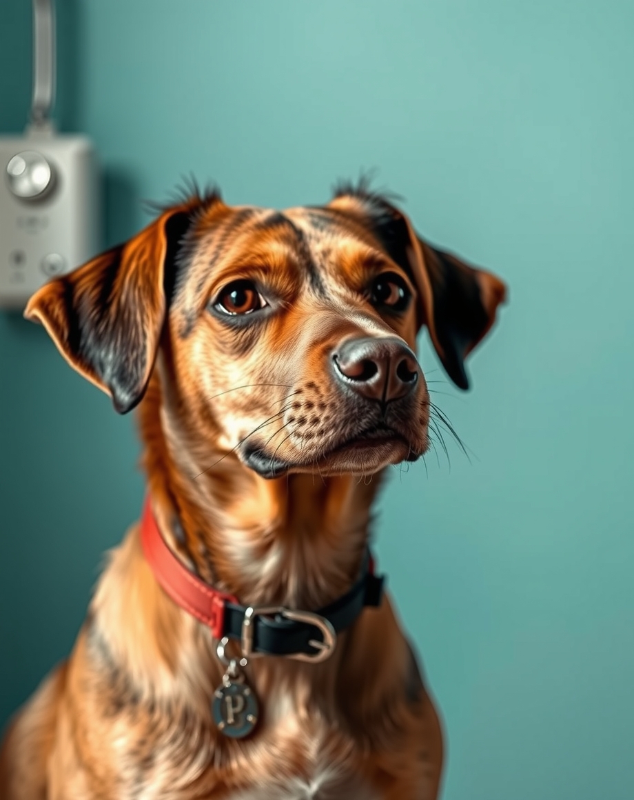 Veterinary recall postcard on a clinic reception desk