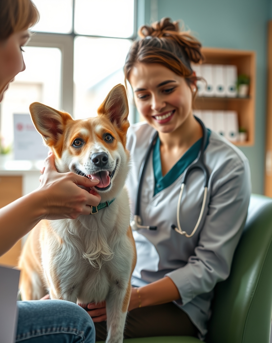 owner handing friendly dog