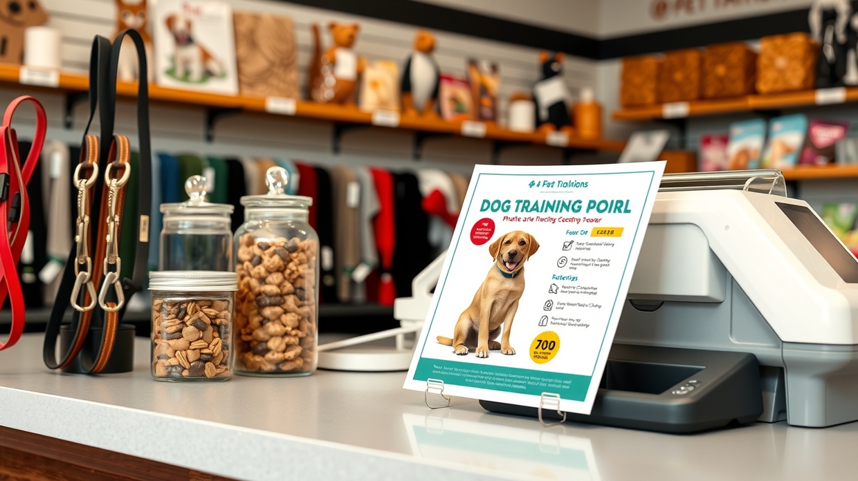 Dog obedience flyer design with class schedule blocks