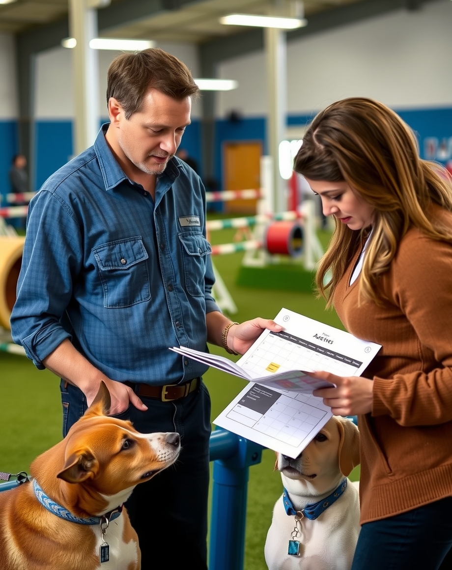 trainer checking clients before