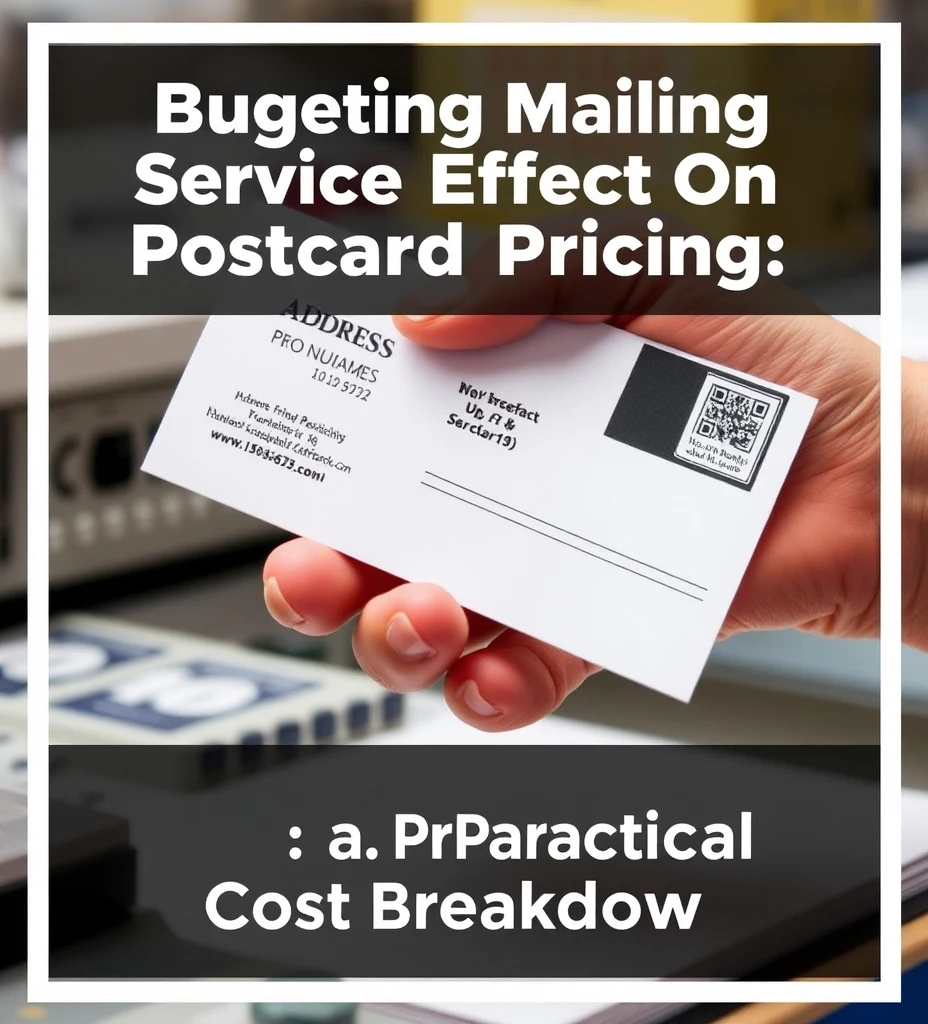Budgeting Mailing Service Effect On Postcard Pricing: A Practical Cost Breakdown: a hand preparing a postcard with address-side details and indicia area visible.