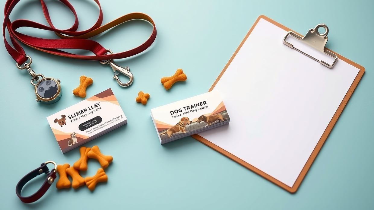 Trainer handing a branded card to a dog owner after a session