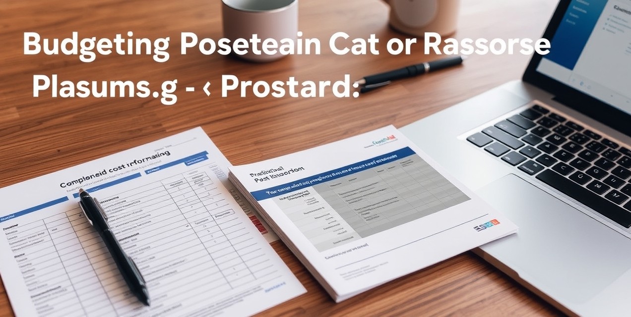 Budgeting Postcard Cost Per Response Planning: A Practical Cost Breakdown: campaign tracking notes beside a postcard sample and a laptop.