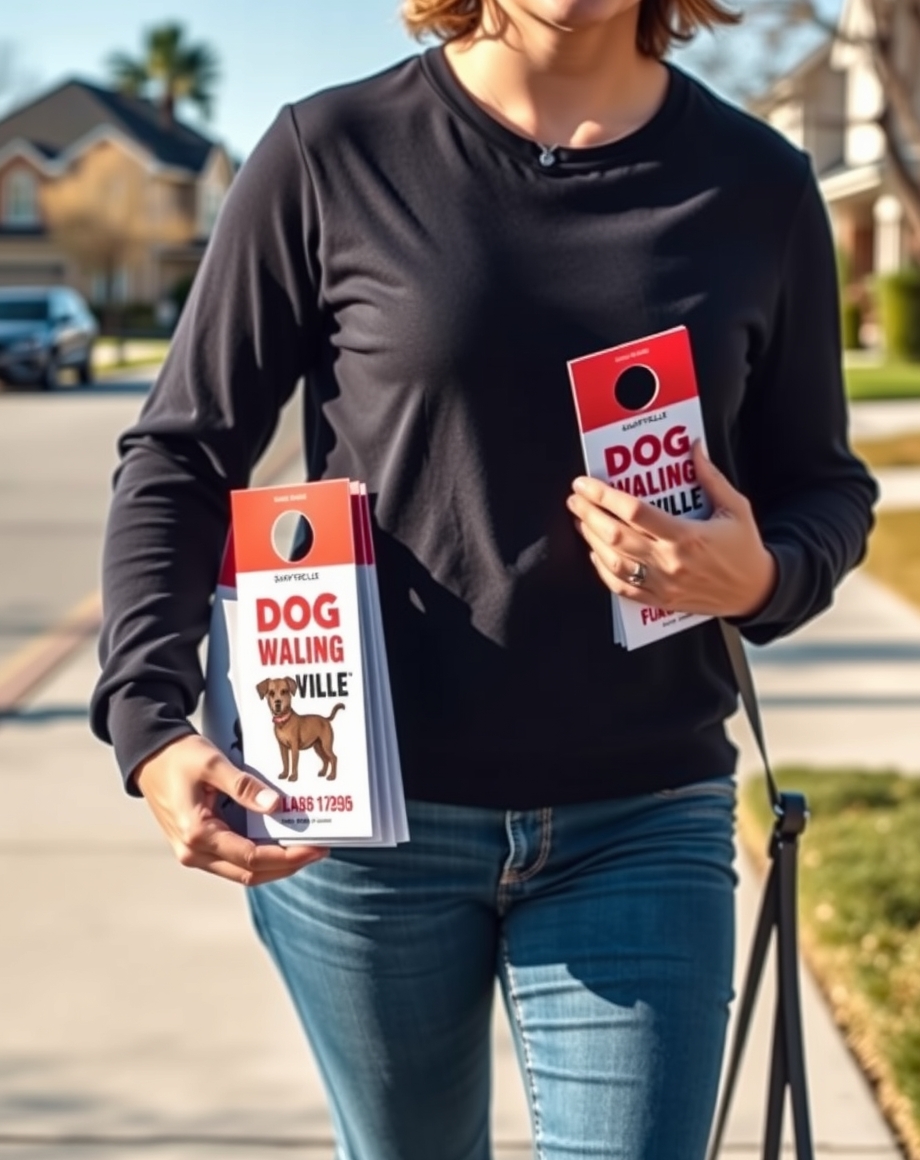 walker carrying branded hangers