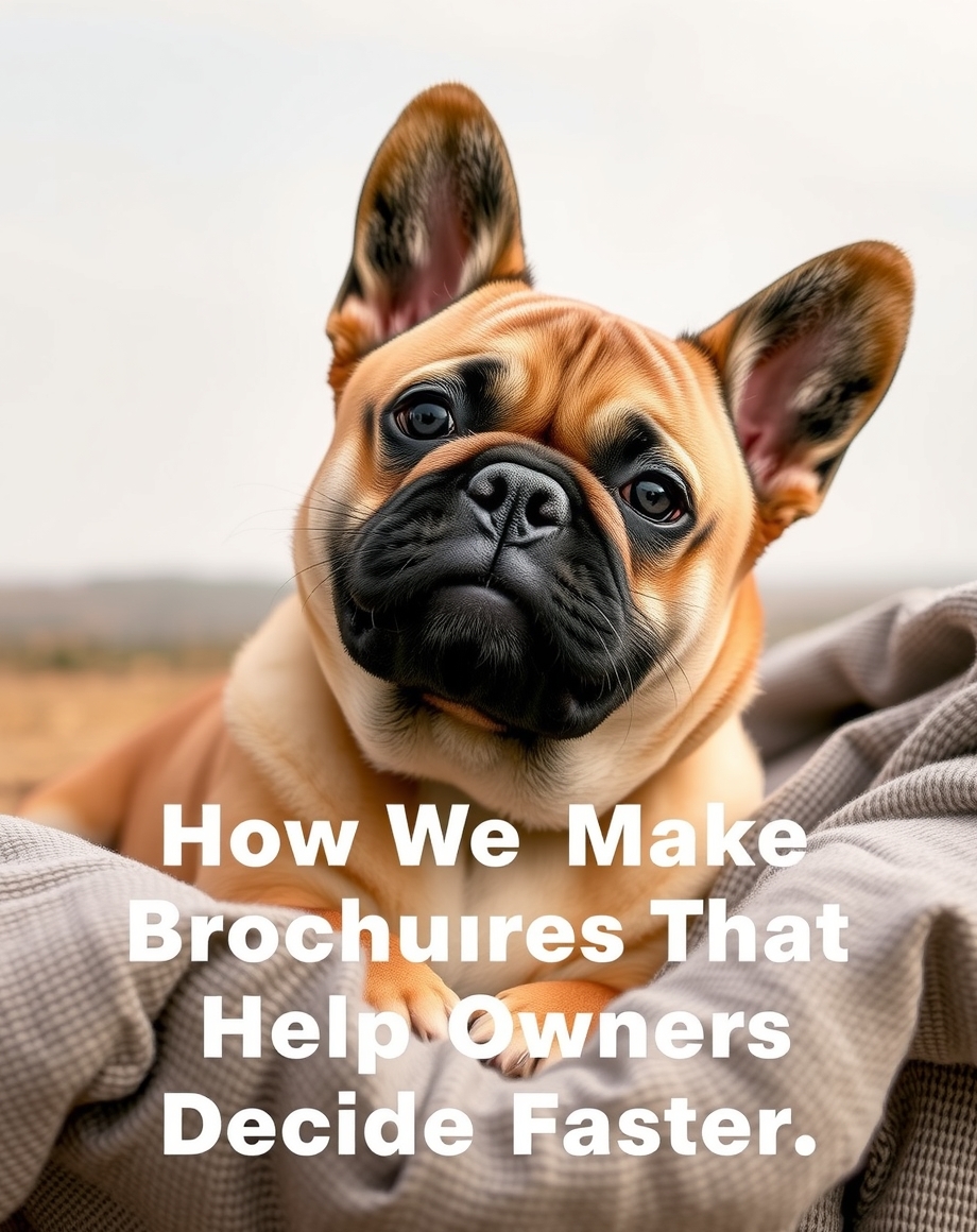 Pet care brochure open on a clinic table with service pages visible