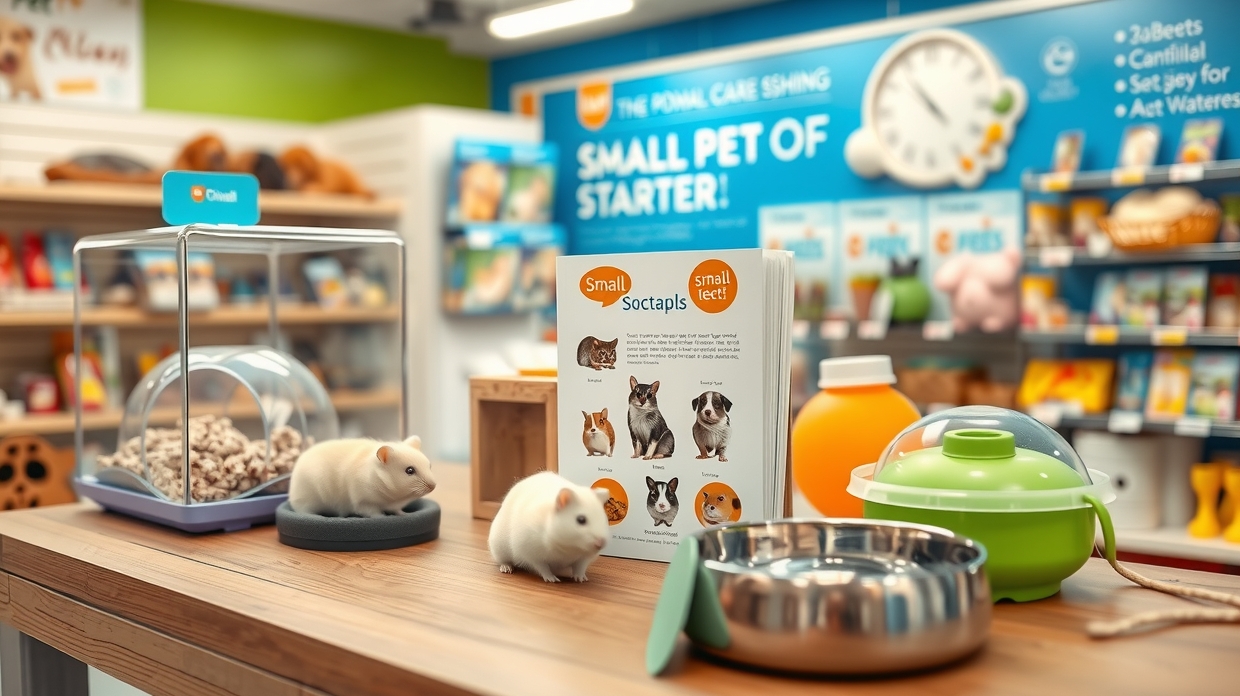 New owner reading a guinea pig guide in a pet shop