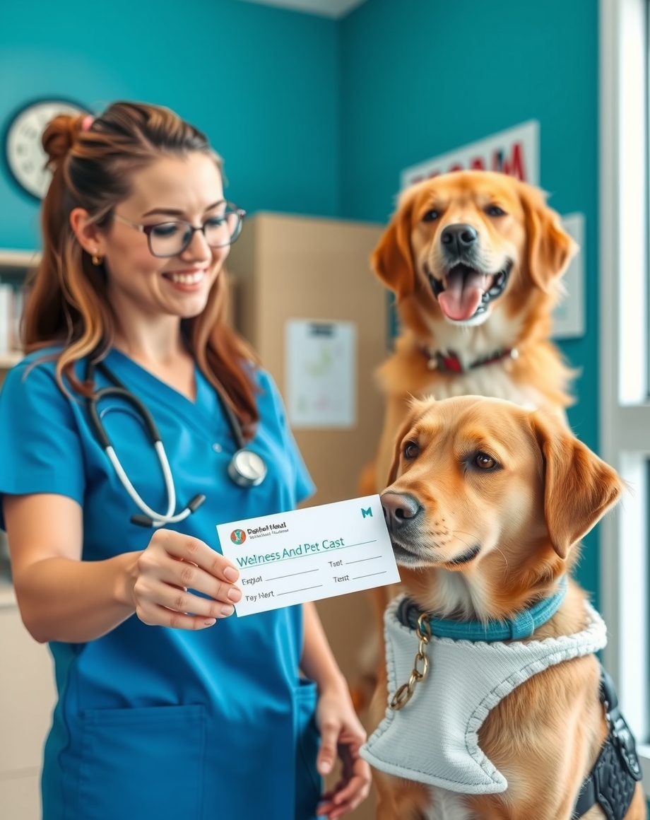 receptionist handing owner vet