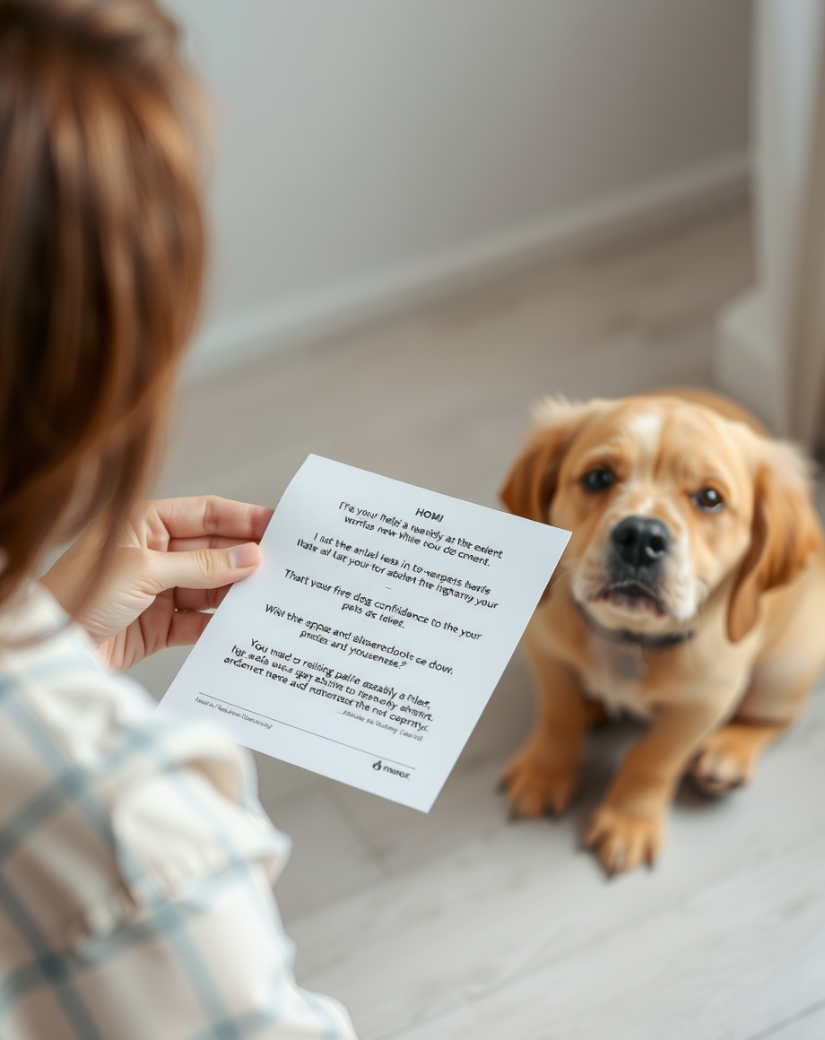 Behavior consultant giving a reassuring handout to a nervous owner