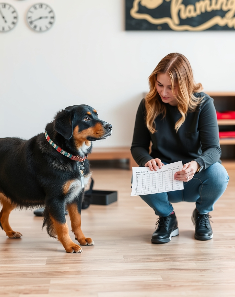 Client and trainer reviewing a goal tracker during a lesson