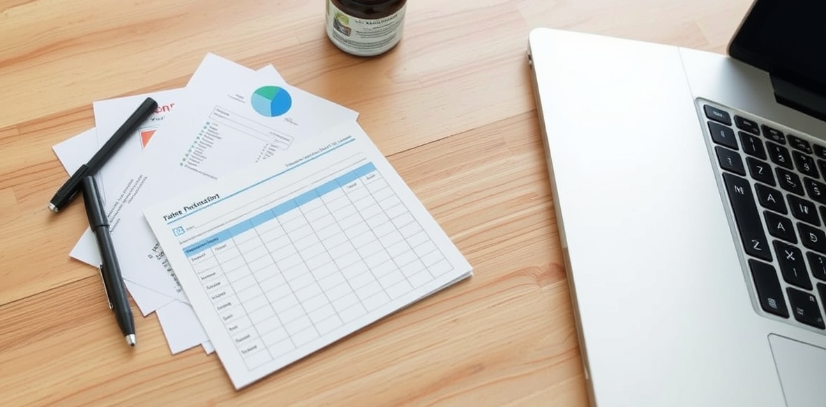 How Much Should Premium Postcard ROI Vs Economy Stock Cost? A Real Budget Guide: campaign tracking notes beside a postcard sample and a laptop.