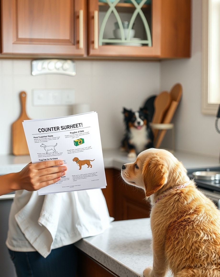 puppy owner reading near
