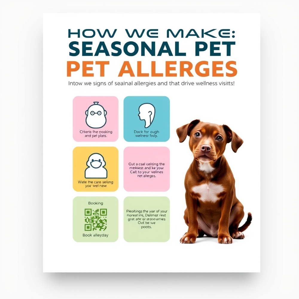 Vet staff member handing an allergy flyer to a pet owner