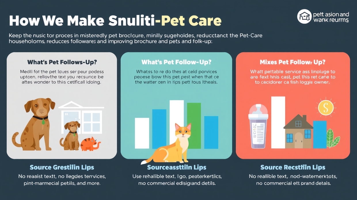 Brochure design with dog, cat, fish, reptile, and small pet sections