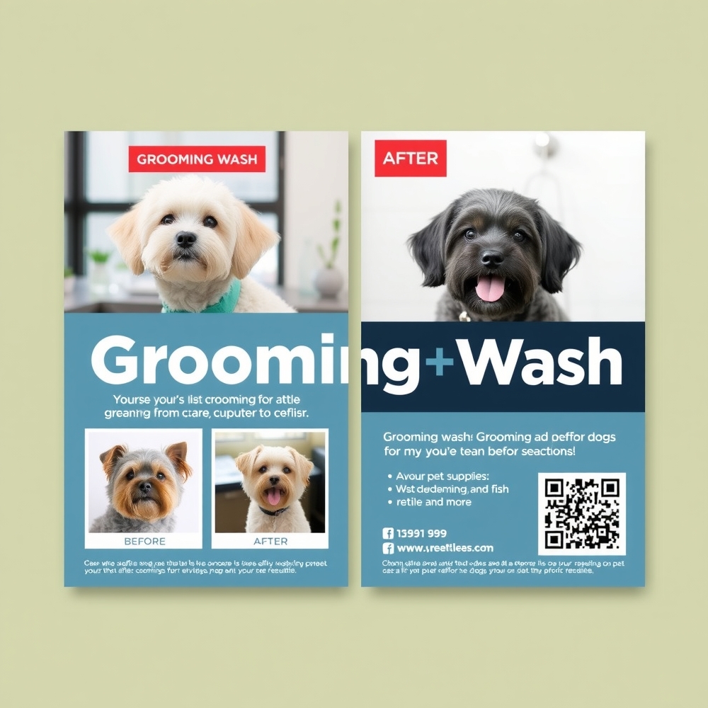 Groomer handing a wash promo flyer to a customer