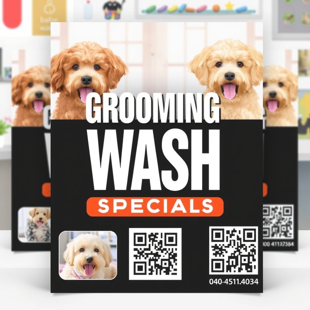 Promo flyer design for grooming wash specials