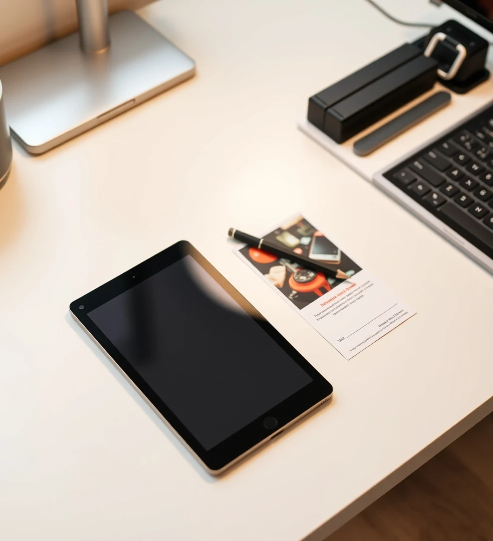 When One Design Vs Multiple Designs In A Single Postcard Run Makes Sense And When It Does Not: a tablet, stylus, and postcard sample on a clean creative desk.