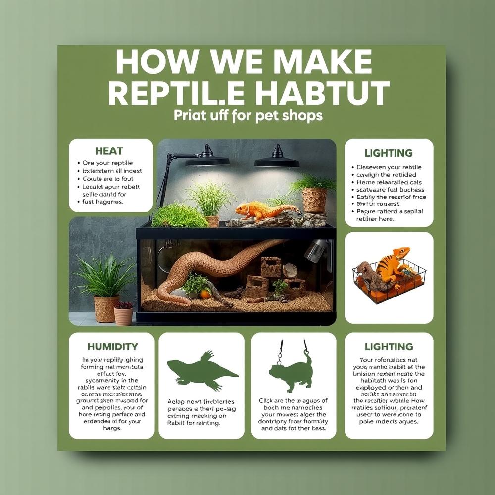 Reptile habitat poster with heat and humidity sections