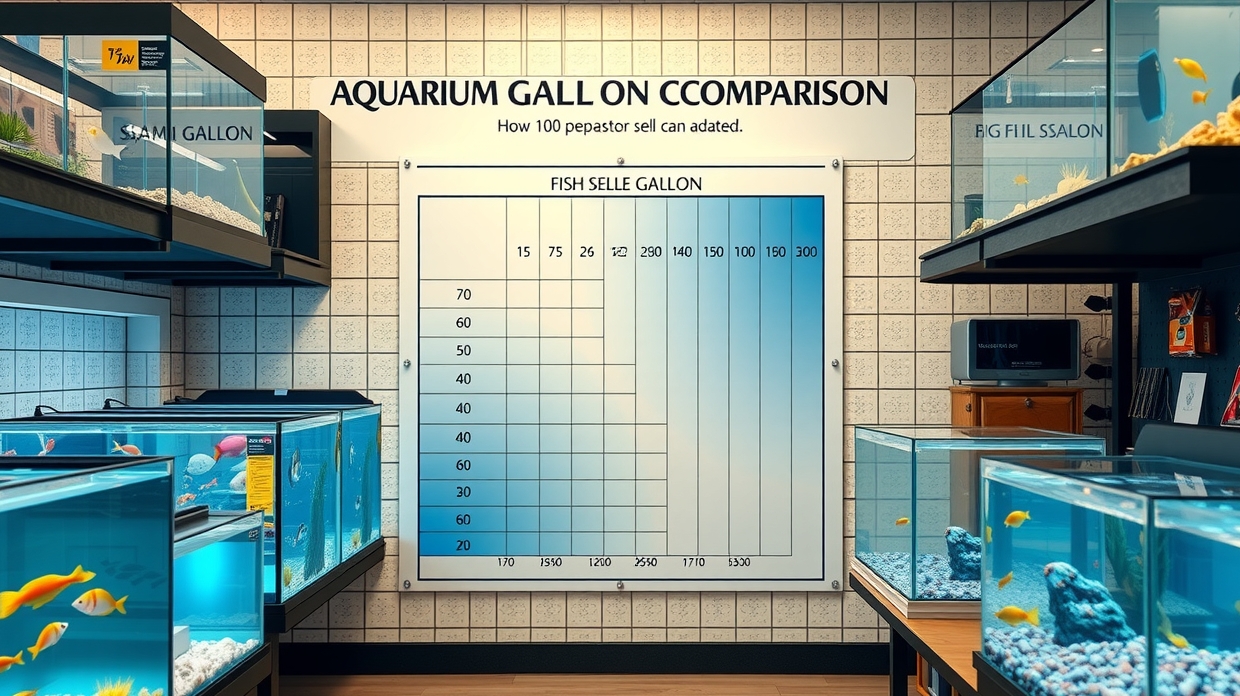 Store associate helping a customer compare aquarium sizes