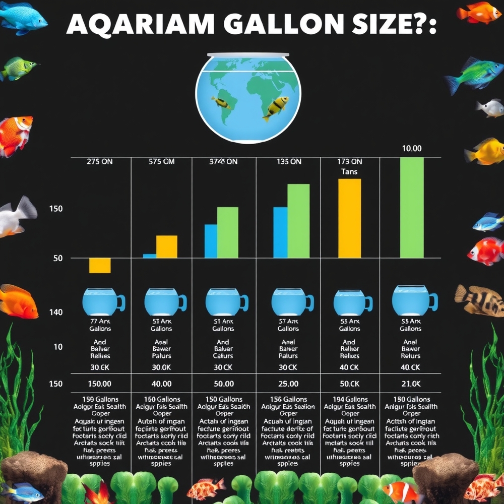 Aquarium gallon comparison poster with bars and labels