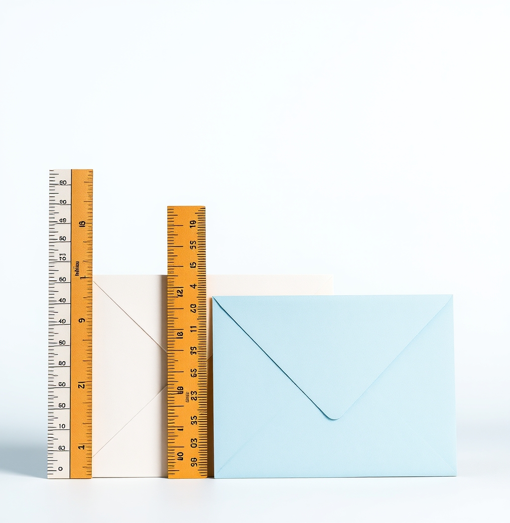 When Print On Demand Vs Bulk Postcards Makes Sense And When It Does Not: a postcard standing next to a ruler and envelope to show scale.