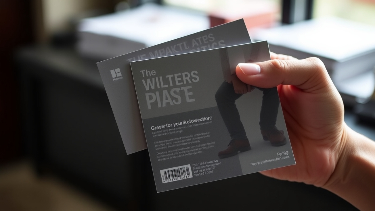 Monthly Promotion Postcard Reorder Planning Without Waste: A Smarter Volume Plan: a hand holding two postcards of different sizes at the same time.