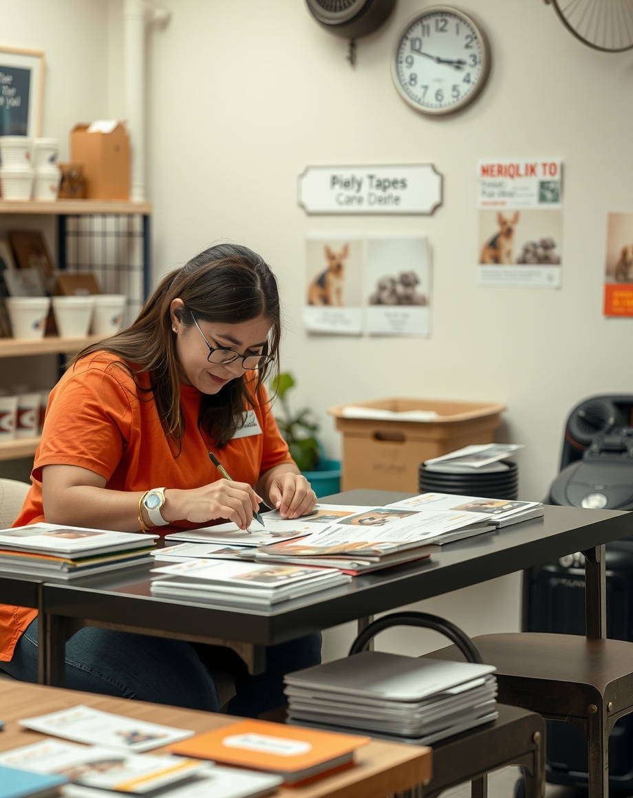 volunteer preparing donation campaign